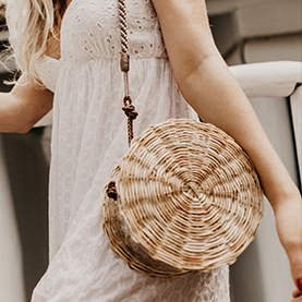 Beige plaited bag