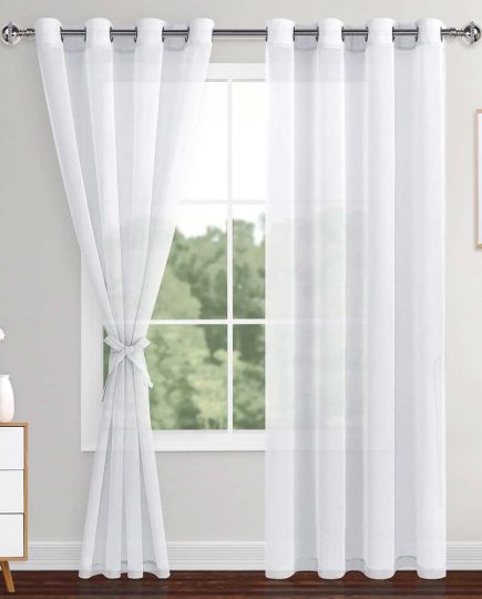 White sheer curtains 84 inches