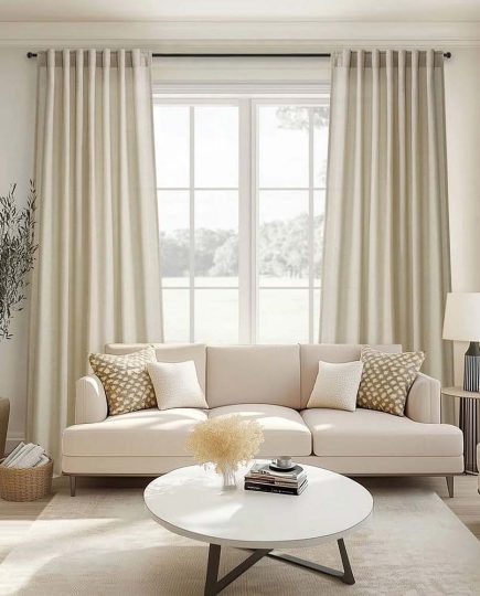 Linen back tab curtains